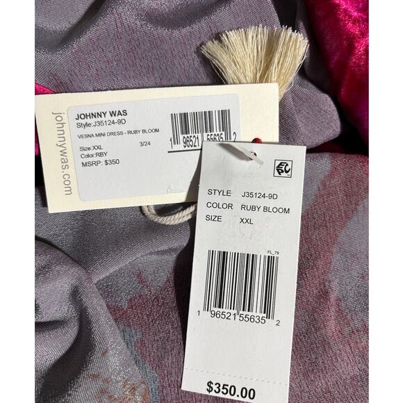 NWT | Size XXL | JOHNNY WAS Women’s Vesna Velvet Velour Silk-Blend Shift Dress - Picture 11 of 13